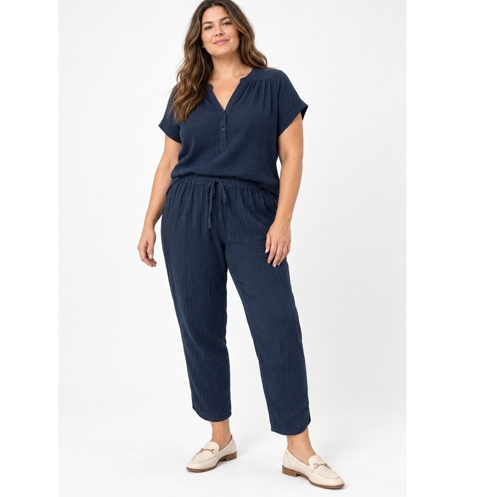 Pact Organic Cotton Fisherman Double Gauze Pull-On Pants XL Dark Blue